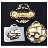 Lot of 3 metal heavy equipment watch fobs
