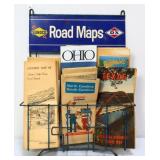Vntg Sunoco Road Maps counter display