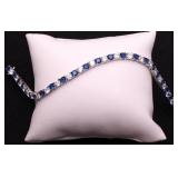 Blue/white sapphire bracelet, lab created