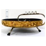 MCM black/gold ashtray in wire stand