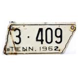 1962 state shape TN motorcycle license plate