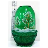 Fenton emerald winter trees fairy lamp