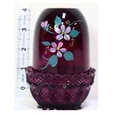 Fenton amethyst fairy lamp w/ violets