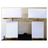 Pair white rectangle lamps w/ white shades NO SHIP