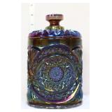 Vntg IG amethyst carnival hobstar cracker jar