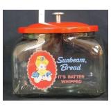 Square glass Sunbeam Bread canister