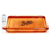 Amber glass butter dish