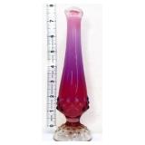 Fenton 8in plum opalescent hobnail bud vase