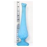 Fenton blue satin 9in bud vase