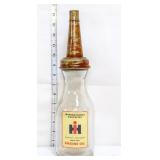 Glass International Harvester oil bottle w/ lid