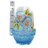 Fenton blue iridescent Royal Garden fairy lamp