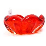 Vntg amberina folded edge bowl