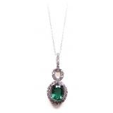 Oval cut emerald necklace, lab created