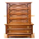 MCM tall chest on chest w/ gold tone pulls