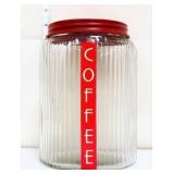 Glass coffee canister w/ red lid