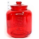 Red glass peanut jar