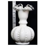 Fenton 5in silvercrest beaded melon vase see pics