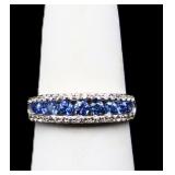 Sterling tanzanite/white sapphire ring lab created