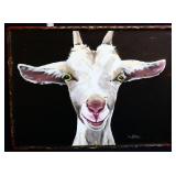 Metal Smiling Goat sign