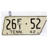 1942 state shape TN license plate
