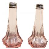 Pair of pink depression salt/pepper shakers