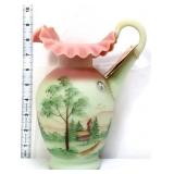 Fenton lotus mist pastoral tree scene pitcher