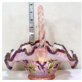 Fenton champagne morning glory hummingbird basket