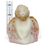 Fenton 3in ivory satin guardian angel w/ flowers