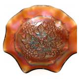 Fenton marigold carnival grape & cable 8.75in bowl