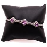 Pink sapphire bangle bracelet, lab created