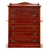 Vintage 6 drawer tall chest w/ gallery back