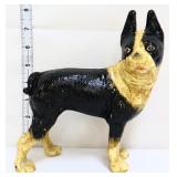 6in cast iron black & white dog