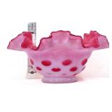 Fenton 6.5in cranberry reverse coin dot bowl