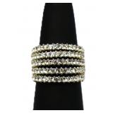 White sapphire banded ring lab created