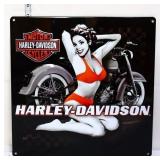 Metal Harley Davidson pinup sign