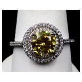 Sterling round citrine ring, lab created