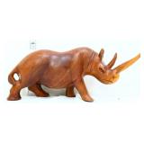 Carved wood 4in tall rhino figure