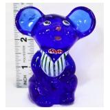 Fenton 3in cobalt mouse w/ red bowtie