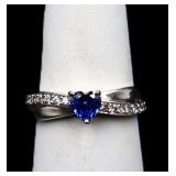 Heart cut sapphire ring, lab created