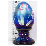 Fenton blue carnival egg w/ flowers