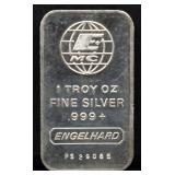 1 troy ounce Engelhard silver bar