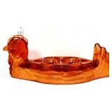Amber glass egg dish