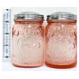 Pair pink Jumbo peanut butter salt/pepper shakers
