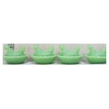 Lot of 4 miniature jadeite hens on nest