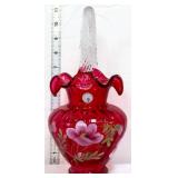 Fenton Legacy cranberry floral basket