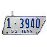1953 state shape TN license plate