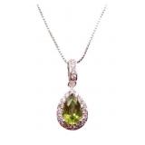 Pear cut peridot necklace, lab created