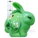 Fenton chameleon green bunny w/ flowers