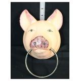 Cast iron pig face towel ring