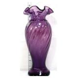 Fenton mulberry purple 11in twist vase